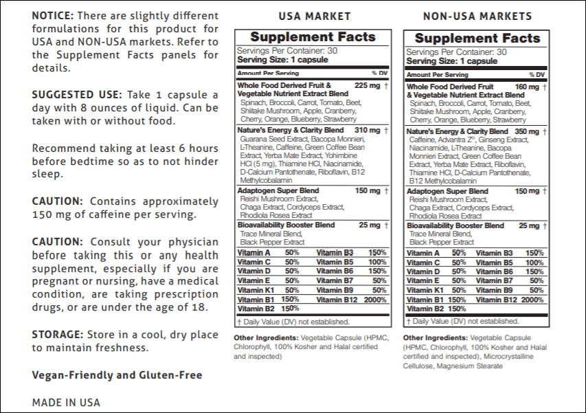 Bepic Elev8 product ingredients list