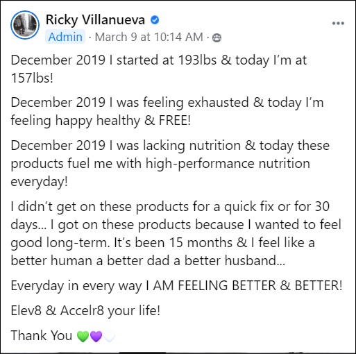 Ricky Villanueva Testimonial from 100% Epic Testimonial Group